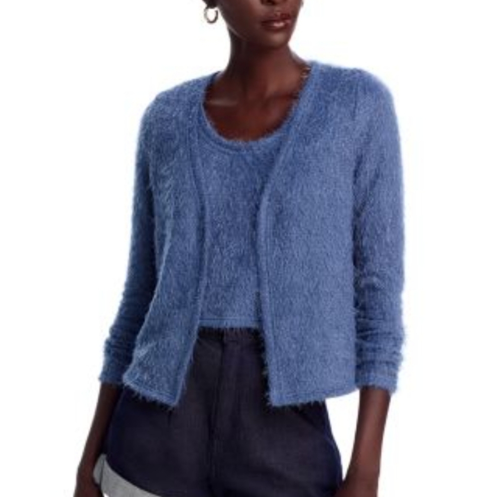 Aqua | Eyelash Knit Open Front V Neck Cardigan Size XXL